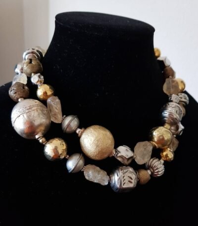 Boho Chic Double Strand Multi Beaded Necklace - Image 2