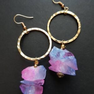 Bicolor Raw Quartz Earrings