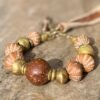 African Tribal Bracelet Ethnic Clay, Brass and Batik Bone - Image 9