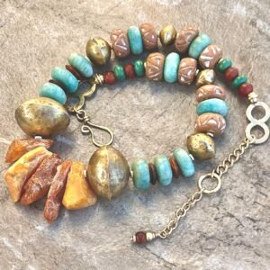 Amazonite and Amber Necklace Petra di Monte