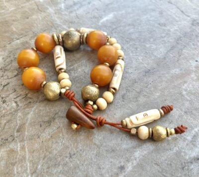Tribal Boho African Copal Amber Bracelet - Image 2