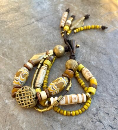 Multi Strand African Tribal Bracelet Golden and Yellow tones - Image 10