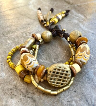 Multi Strand African Tribal Bracelet Golden and Yellow tones - Image 9