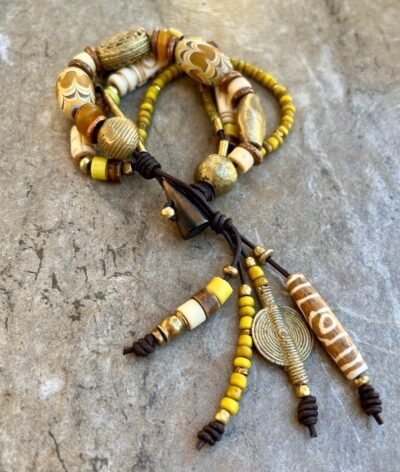 Multi Strand African Tribal Bracelet Golden and Yellow tones - Image 5