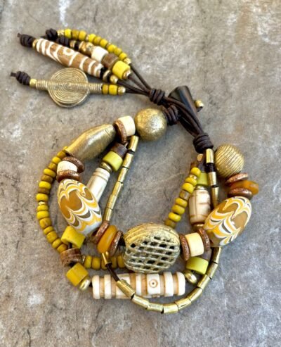 Multi Strand African Tribal Bracelet Golden and Yellow tones - Image 7