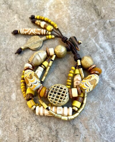 Multi Strand African Tribal Bracelet Golden and Yellow tones