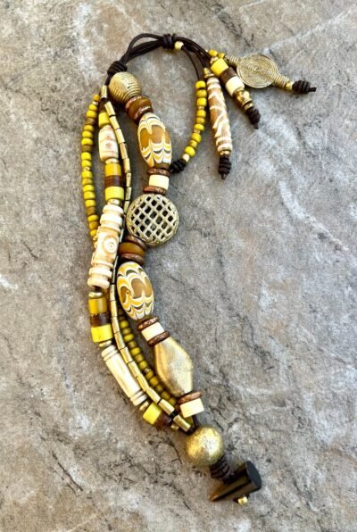 Multi Strand African Tribal Bracelet Golden and Yellow tones - Image 8