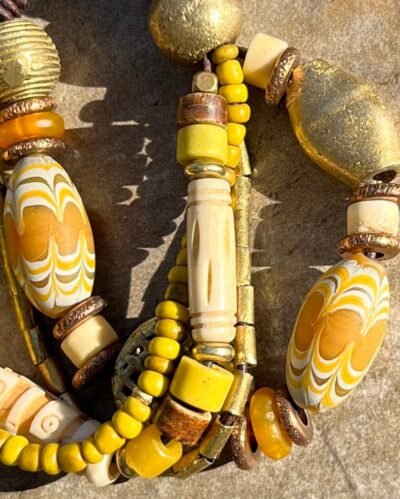 Multi Strand African Tribal Bracelet Golden and Yellow tones - Image 4