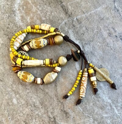 Multi Strand African Tribal Bracelet Golden and Yellow tones - Image 6