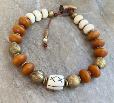 Statement African Tribal Boho Copal Necklace - Image 2