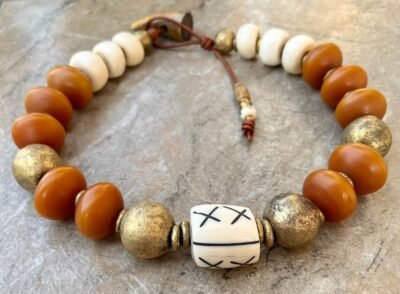 Statement African Tribal Boho Copal Necklace - Image 3