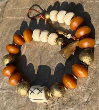 Statement African Tribal Boho Copal Necklace - Image 4