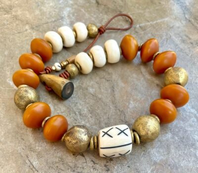 Statement African Tribal Boho Copal Necklace - Image 5