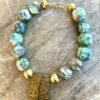 Boho Chic Blue Ocean Jasper  and African Brass Statement Necklace - Image 9