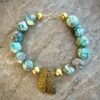 Boho Chic Blue Ocean Jasper  and African Brass Statement Necklace - Image 10