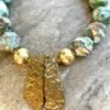 Boho Chic Blue Ocean Jasper  and African Brass Statement Necklace - Image 7