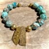 Boho Chic Blue Ocean Jasper  and African Brass Statement Necklace