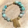 Boho Chic Blue Ocean Jasper  and African Brass Statement Necklace - Image 2