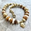 Boho Tribal Necklace Trade Bone, Ashanti Glass, Agate, African Ethnic Brass Bead