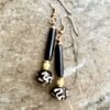 Tribal Boho Earrings African Batik Bone and Brass Beads - Image 6