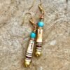 Tribal Boho Earrings African Trade Bone, Glass and Lost Wax Brass Beads