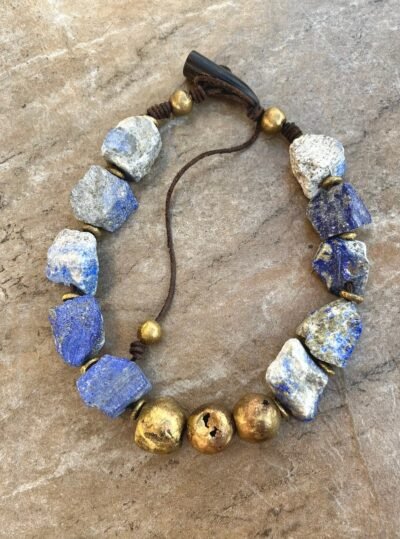 Bohemian Choker Chunky Lapis Lazuli and African Tribal Brass - Image 13