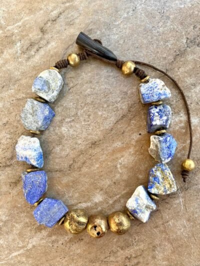 Bohemian Choker Chunky Lapis Lazuli and African Tribal Brass - Image 8