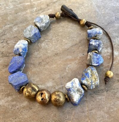 Bohemian Choker Chunky Lapis Lazuli and African Tribal Brass - Image 16