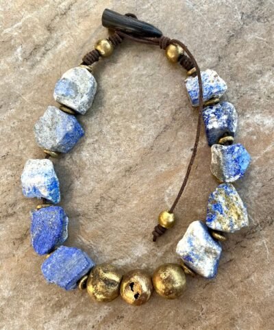 Bohemian Choker Chunky Lapis Lazuli and African Tribal Brass - Image 17