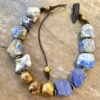 Bohemian Choker Chunky Lapis Lazuli and African Tribal Brass - Image 2