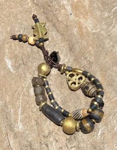 Black and Gold Bohemian Bracelet African Tribal Beads - Image 8