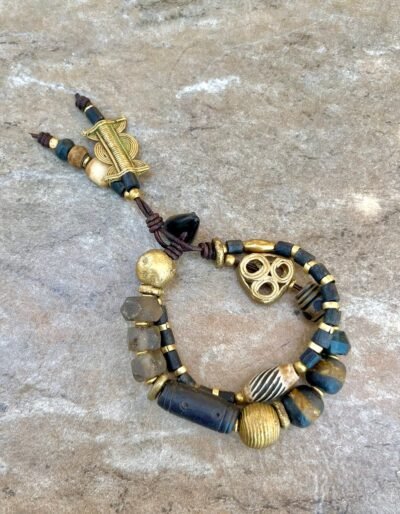 Black and Gold Bohemian Bracelet African Tribal Beads - Image 7