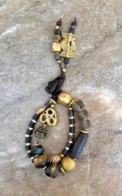 Black and Gold Bohemian Bracelet African Tribal Beads