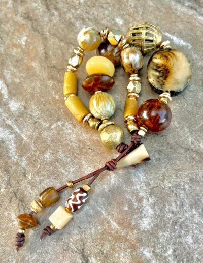 Bohemian Chic Bracelet Vintage Resin and African Tribal Beads - Image 14