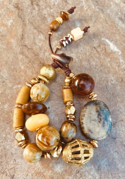 Bohemian Chic Bracelet Vintage Resin and African Tribal Beads - Image 7