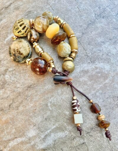 Bohemian Chic Bracelet Vintage Resin and African Tribal Beads - Image 10