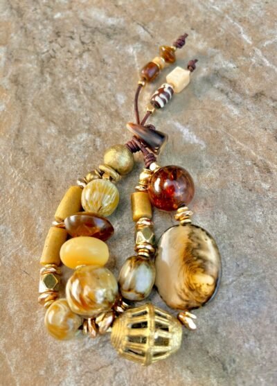 Bohemian Chic Bracelet Vintage Resin and African Tribal Beads