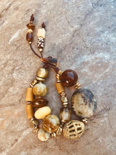 Bohemian Chic Bracelet Vintage Resin and African Tribal Beads - Image 5