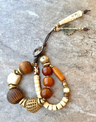 Boho Bracelet Copal, Resin and African Tribal Beads - Image 10