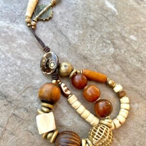 Boho Bracelet Copal, Resin and African Tribal Beads