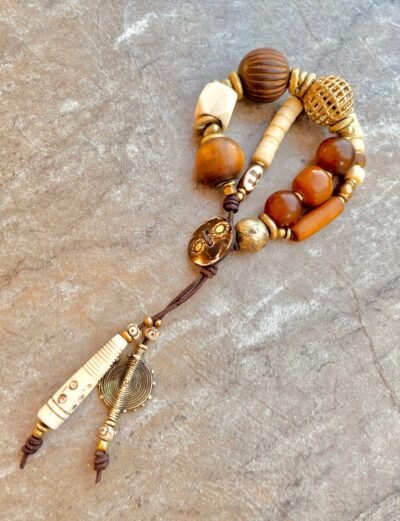Boho Bracelet Copal, Resin and African Tribal Beads - Image 5