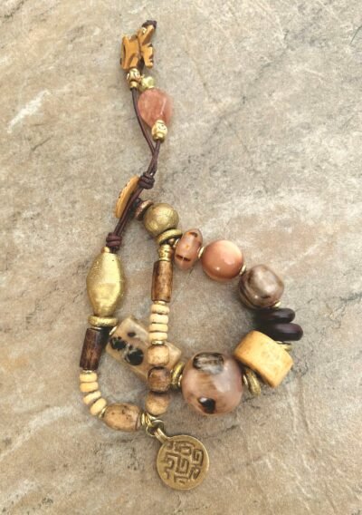 Bohemian Bracelet Vintage Resin and African Tribal Beads - Image 9