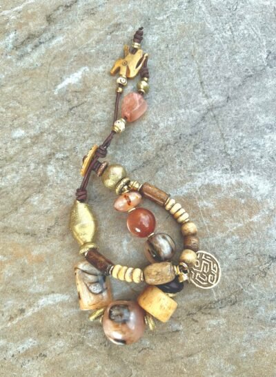 Bohemian Bracelet Vintage Resin and African Tribal Beads - Image 11