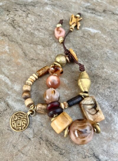 Bohemian Bracelet Vintage Resin and African Tribal Beads - Image 7