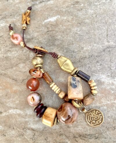 Bohemian Bracelet Vintage Resin and African Tribal Beads