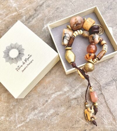 Bohemian Bracelet Vintage Resin and African Tribal Beads - Image 8