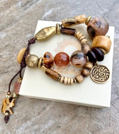 Bohemian Bracelet Vintage Resin and African Tribal Beads - Image 4