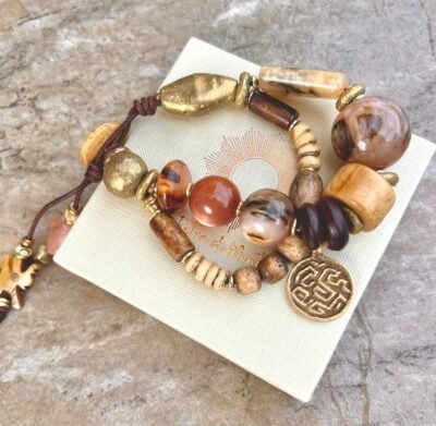 Bohemian Bracelet Vintage Resin and African Tribal Beads - Image 10