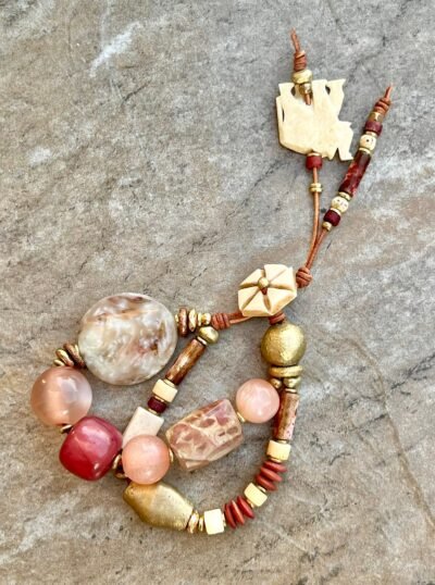 Bohemian Bracelet Vintage Resin and African Tribal Beads - Image 2