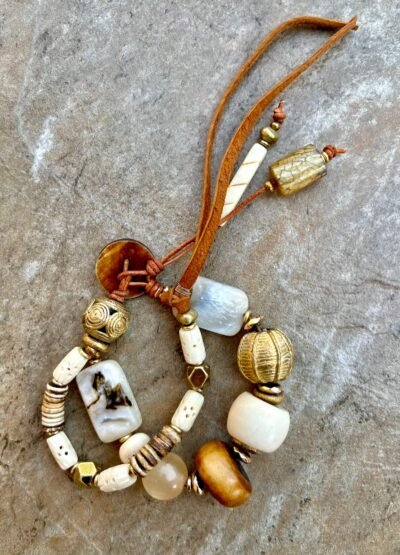 Boho Bracelet African Tribal Beads and Vintage Resin - Image 9